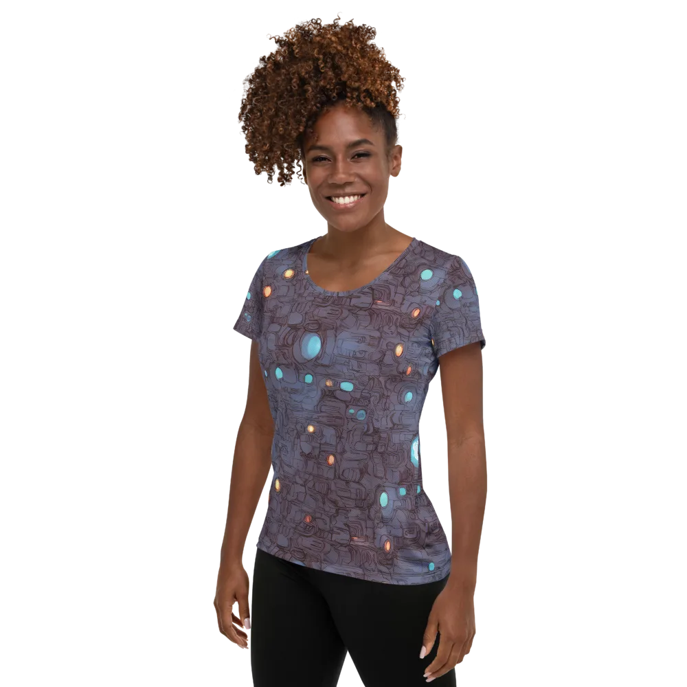 Violet Circuitry on Women's Athletic T-Shirt — Left