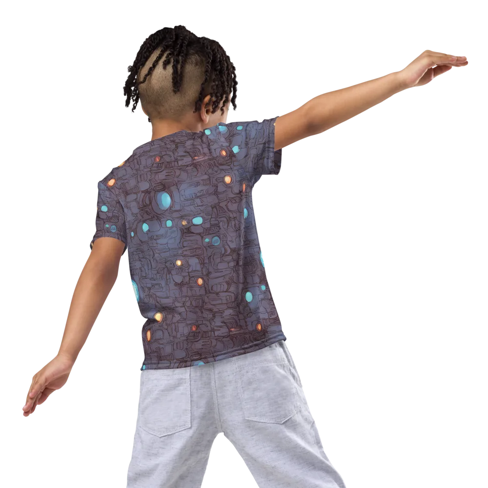 Violet Circuitry on Kids Crew Neck T-Shirt — Back