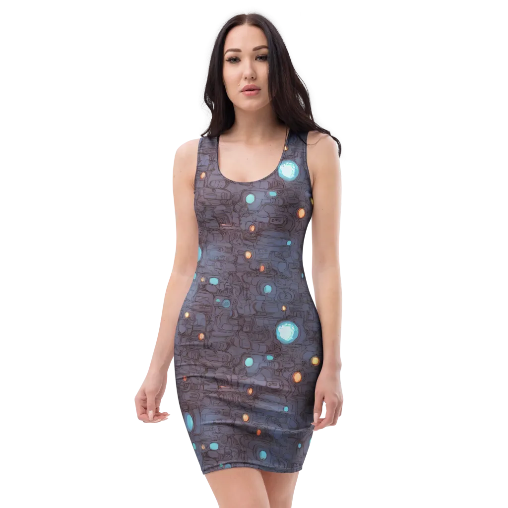 Violet Circuitry on Bodycon Dress — Front