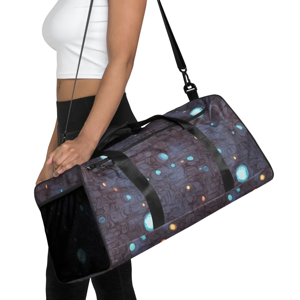 Violet Circuitry on Duffle Bag — Front
