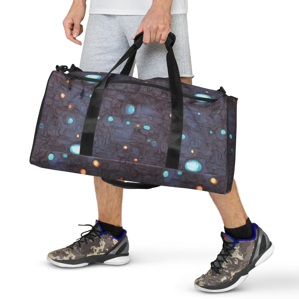 Violet Circuitry on Duffle Bag — Front