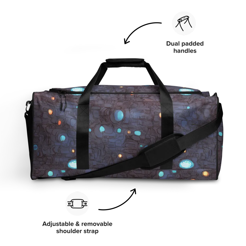Violet Circuitry on Duffle Bag — Front