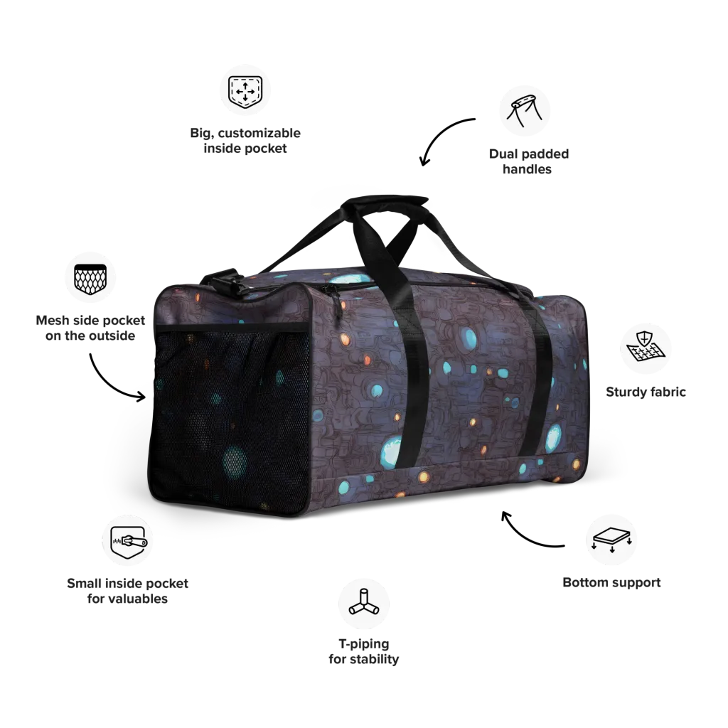 Violet Circuitry on Duffle Bag — Right Front