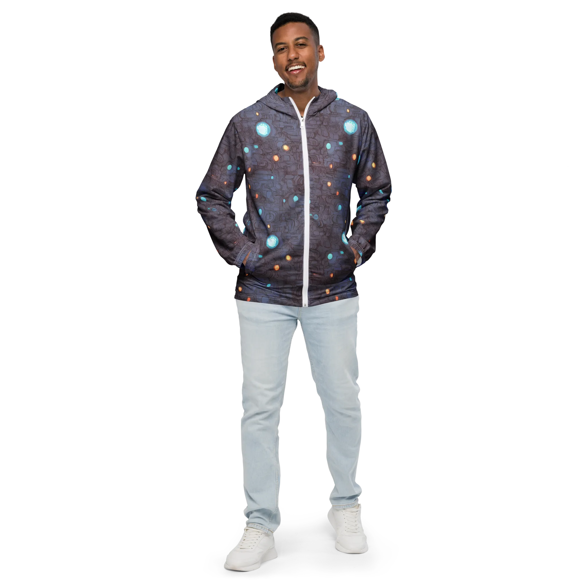 Violet Circuitry on Men's Windbreaker — Front