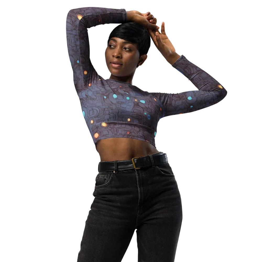 Violet Circuitry on Long Sleeve Crop Top — Front