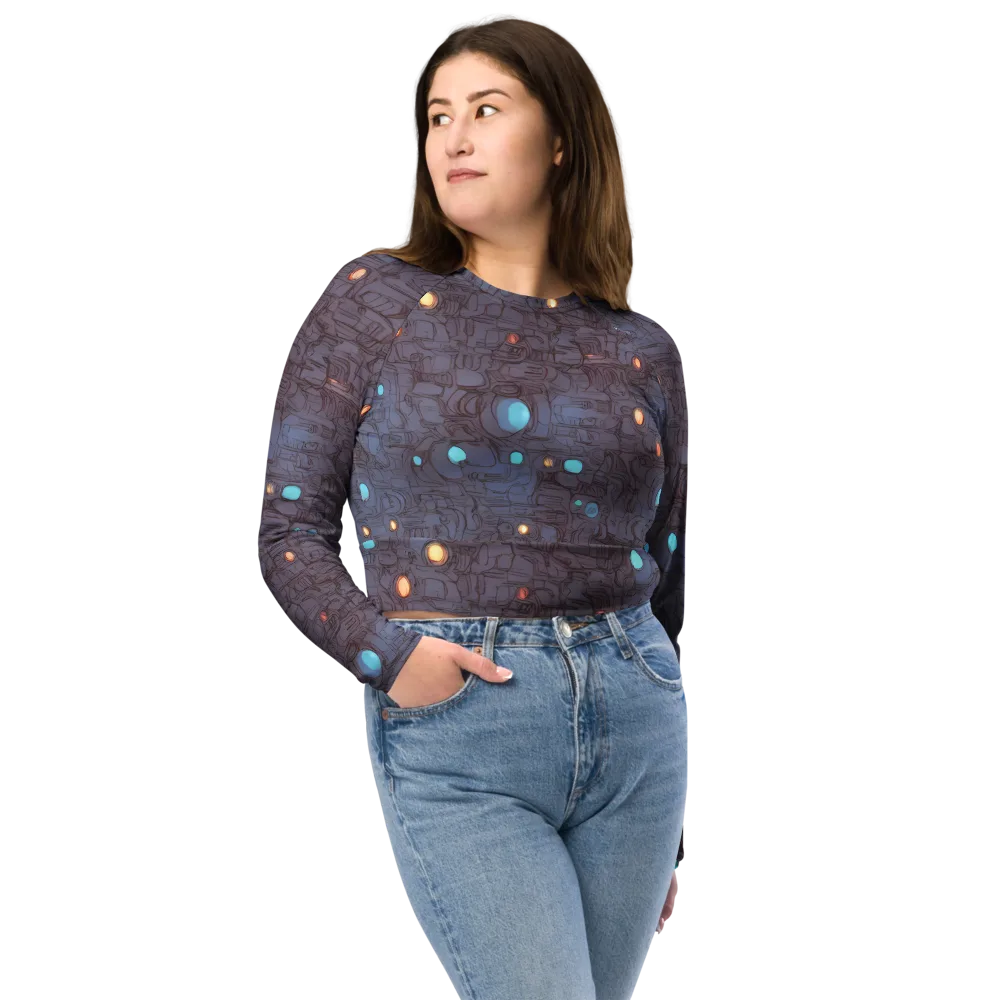 Violet Circuitry on Long Sleeve Crop Top — Front