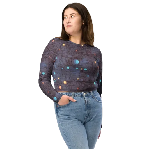 Violet Circuitry on a Long Sleeve Crop Top