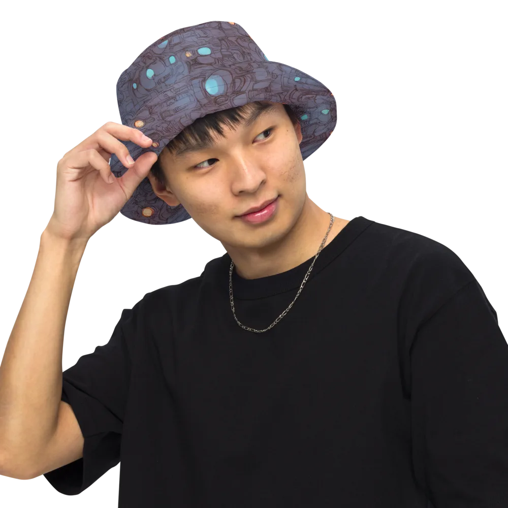 Violet Circuitry on Reversible Bucket Hat — Front Inside