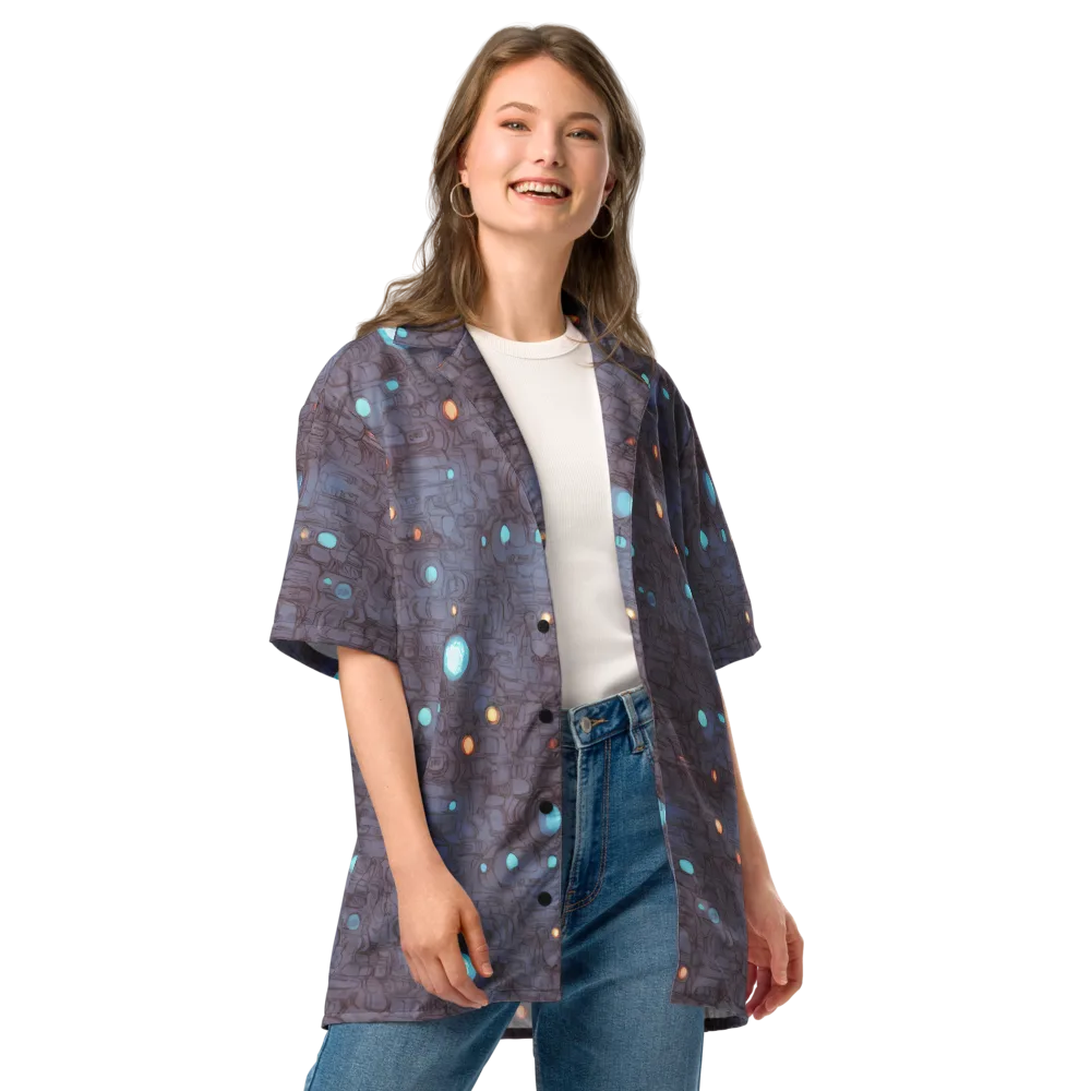 Violet Circuitry on Button Shirt — Front