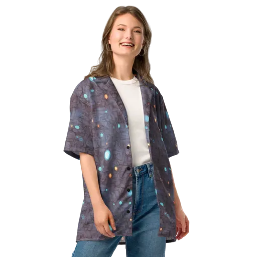 Violet Circuitry on a Button Shirt