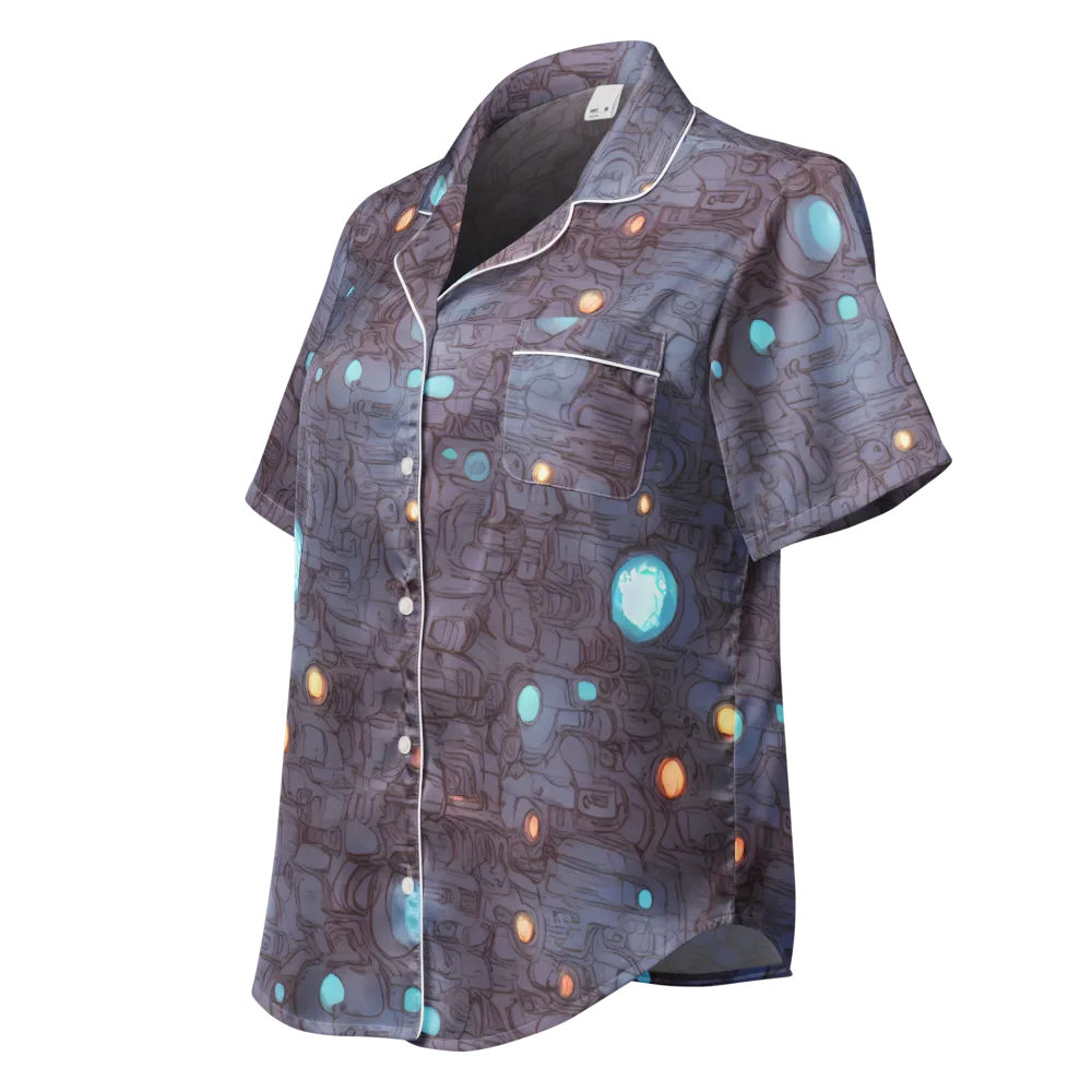 Violet Circuitry on Women's Short Sleeve Pajama Top — Left Front