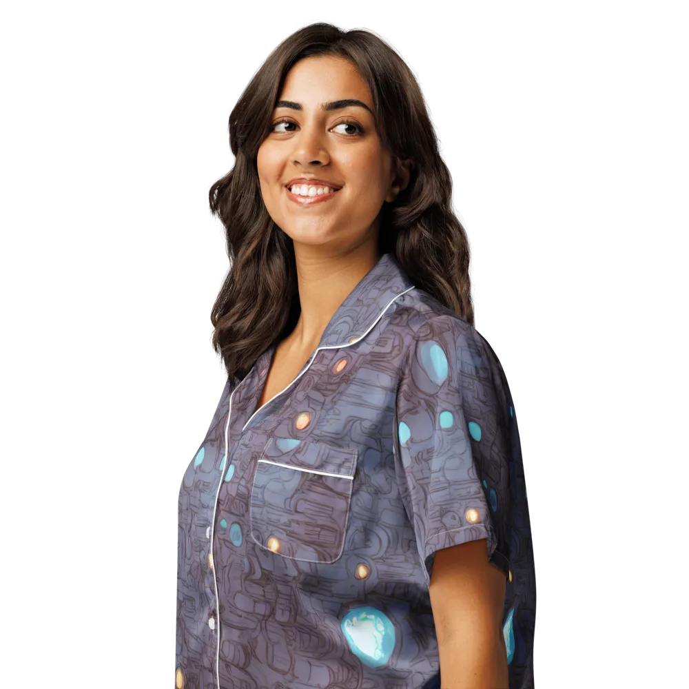 Violet Circuitry on Women's Short Sleeve Pajama Top — Left Front