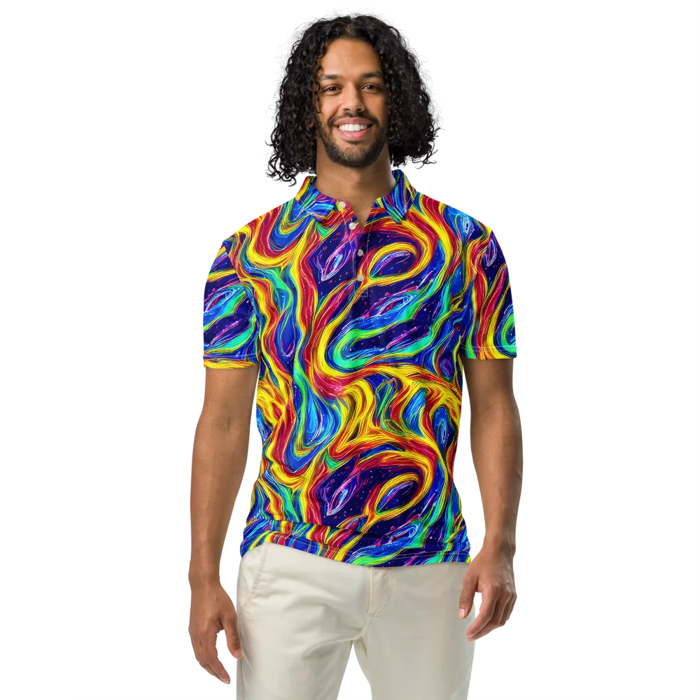 Lemon Comet Garden on Men's Slim Fit Polo Shirt — Front