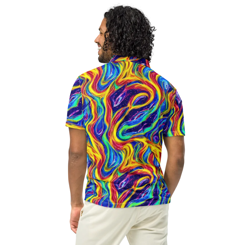 Lemon Comet Garden on Men's Slim Fit Polo Shirt — Back