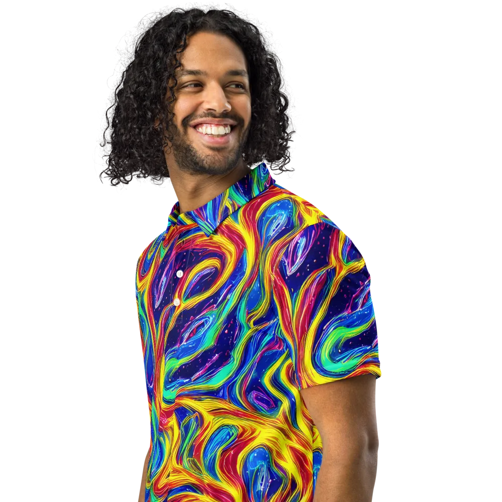 Lemon Comet Garden on Men's Slim Fit Polo Shirt — Left Front