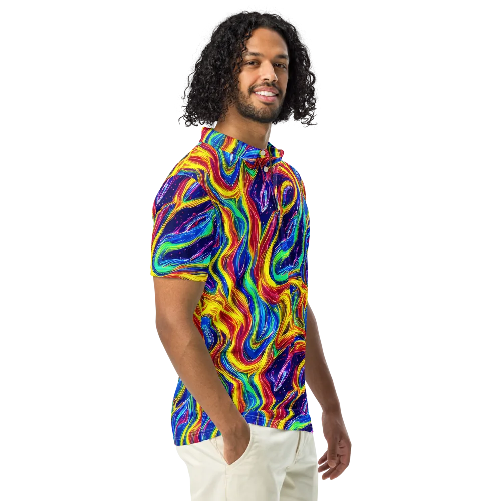 Lemon Comet Garden on Men's Slim Fit Polo Shirt — Right Front
