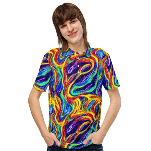 Lemon Comet Garden on a Men's Slim Fit Polo Shirt