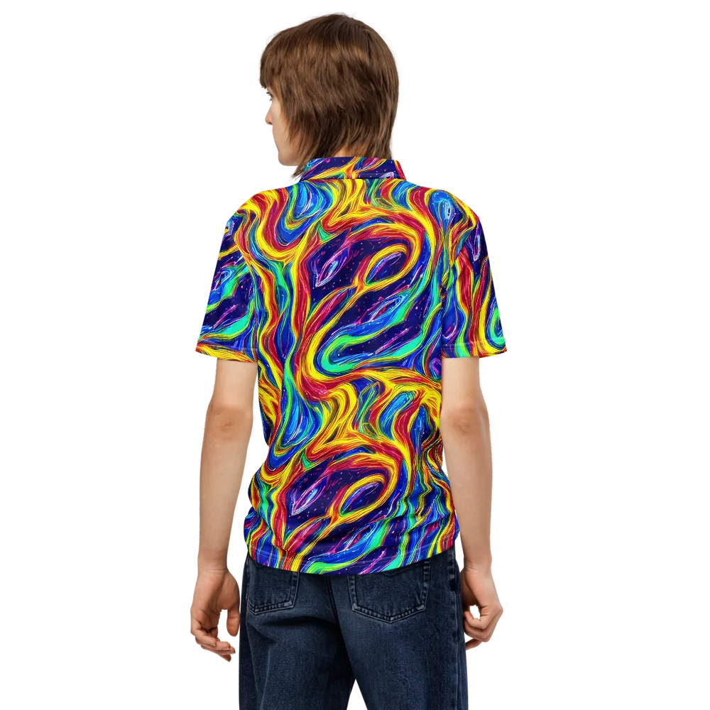 Lemon Comet Garden on Men's Slim Fit Polo Shirt — Back
