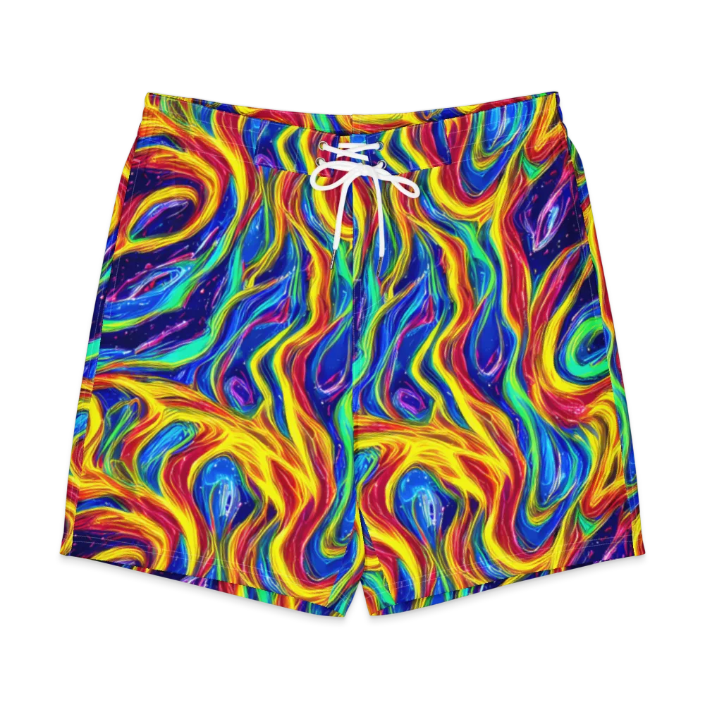 Lemon Comet Garden on Men's Board Shorts — Front