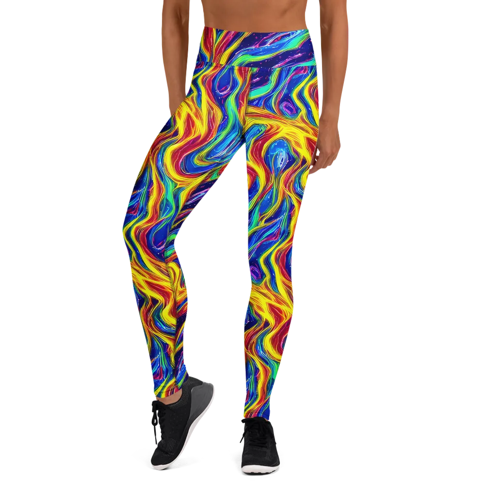 Lemon Comet Garden on Yoga Leggings — Front