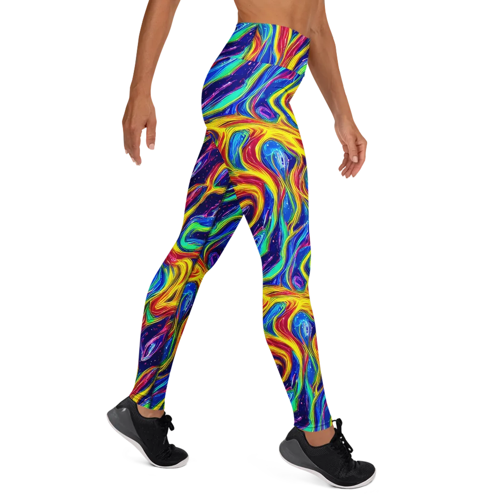 Lemon Comet Garden on Yoga Leggings — Right