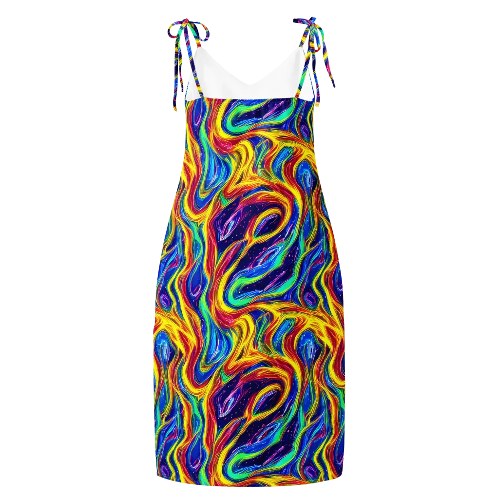 Lemon Comet Garden on Slip Dress — Back