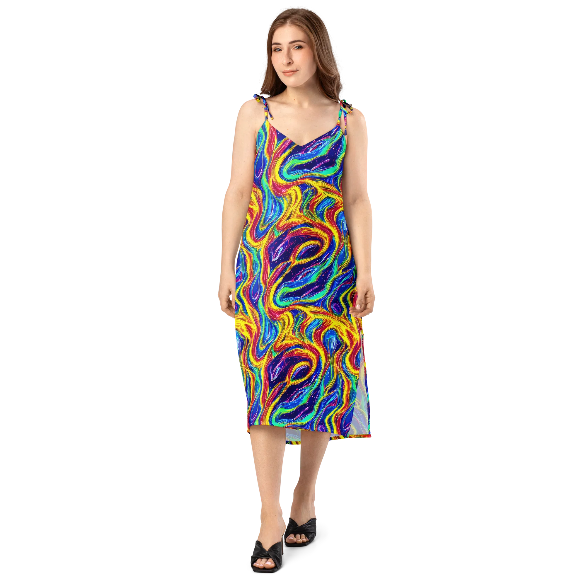 Lemon Comet Garden on Slip Dress — Front
