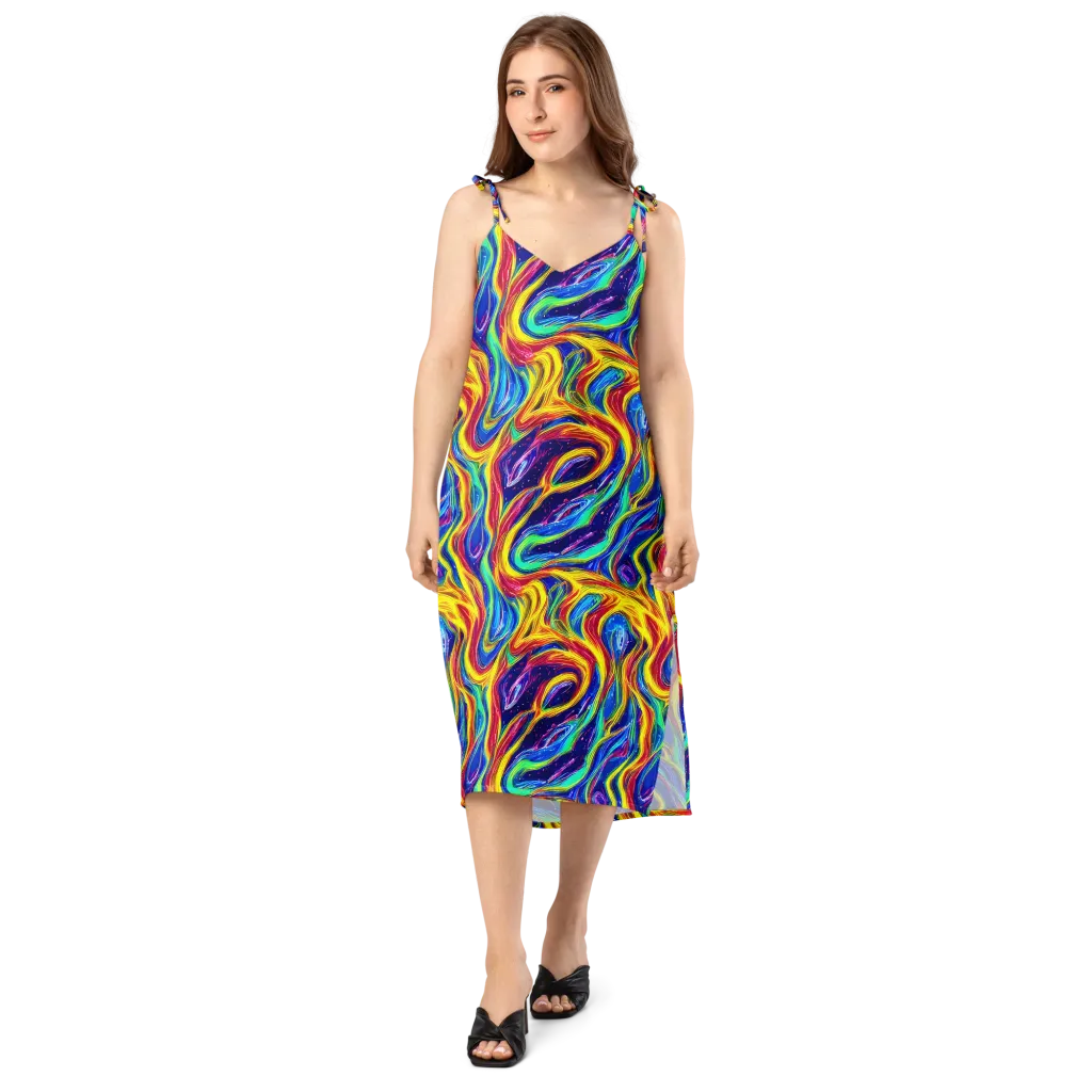 Lemon Comet Garden on Slip Dress — Front