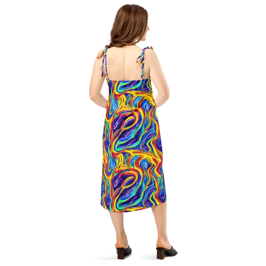 Lemon Comet Garden on Slip Dress — Back