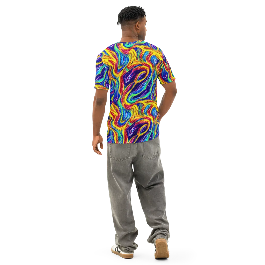 Lemon Comet Garden on Men's Cotton Crew Neck T-Shirt — Back