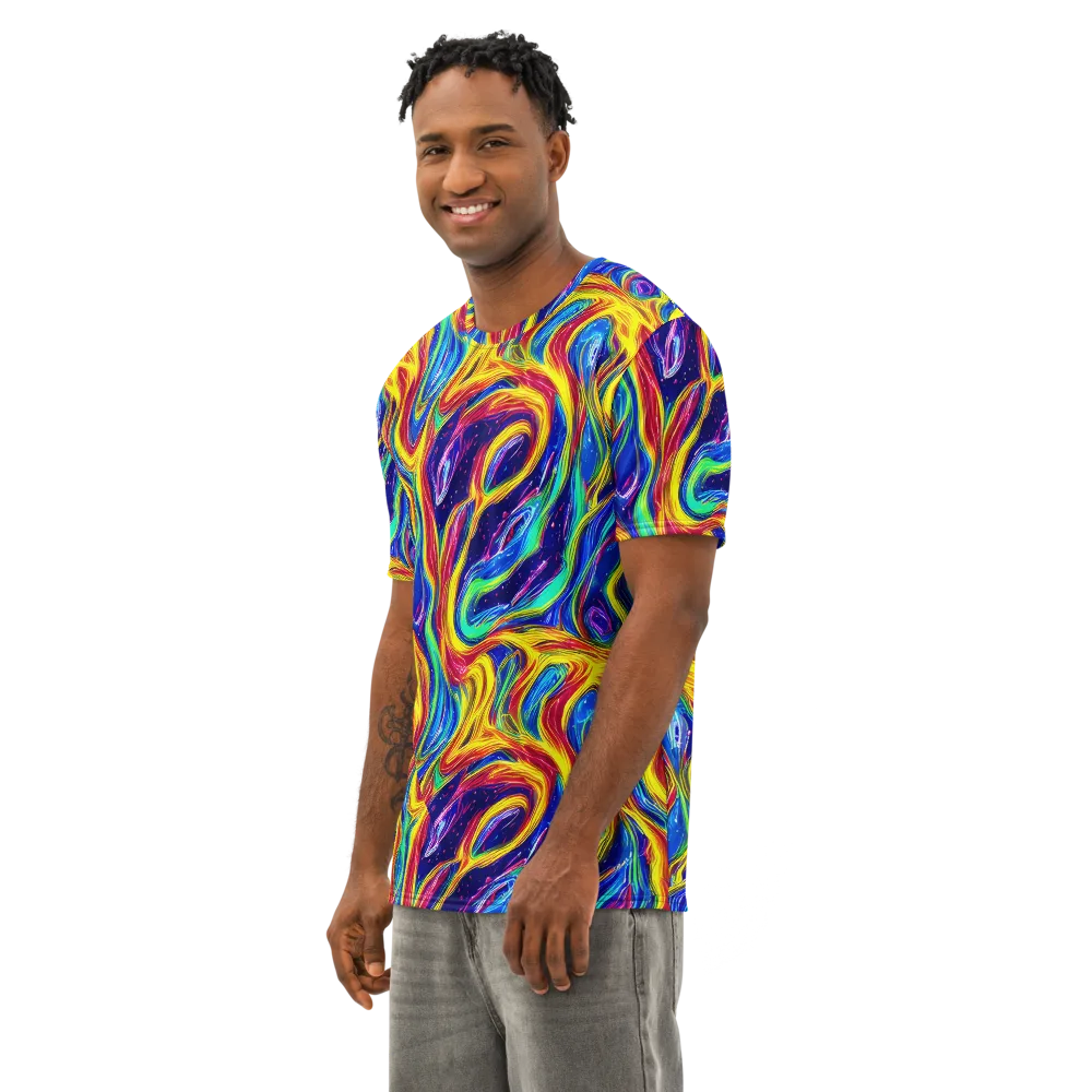 Lemon Comet Garden on Men's Cotton Crew Neck T-Shirt — Left Front