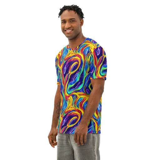 Lemon Comet Garden on a Men's Cotton Crew Neck T-Shirt