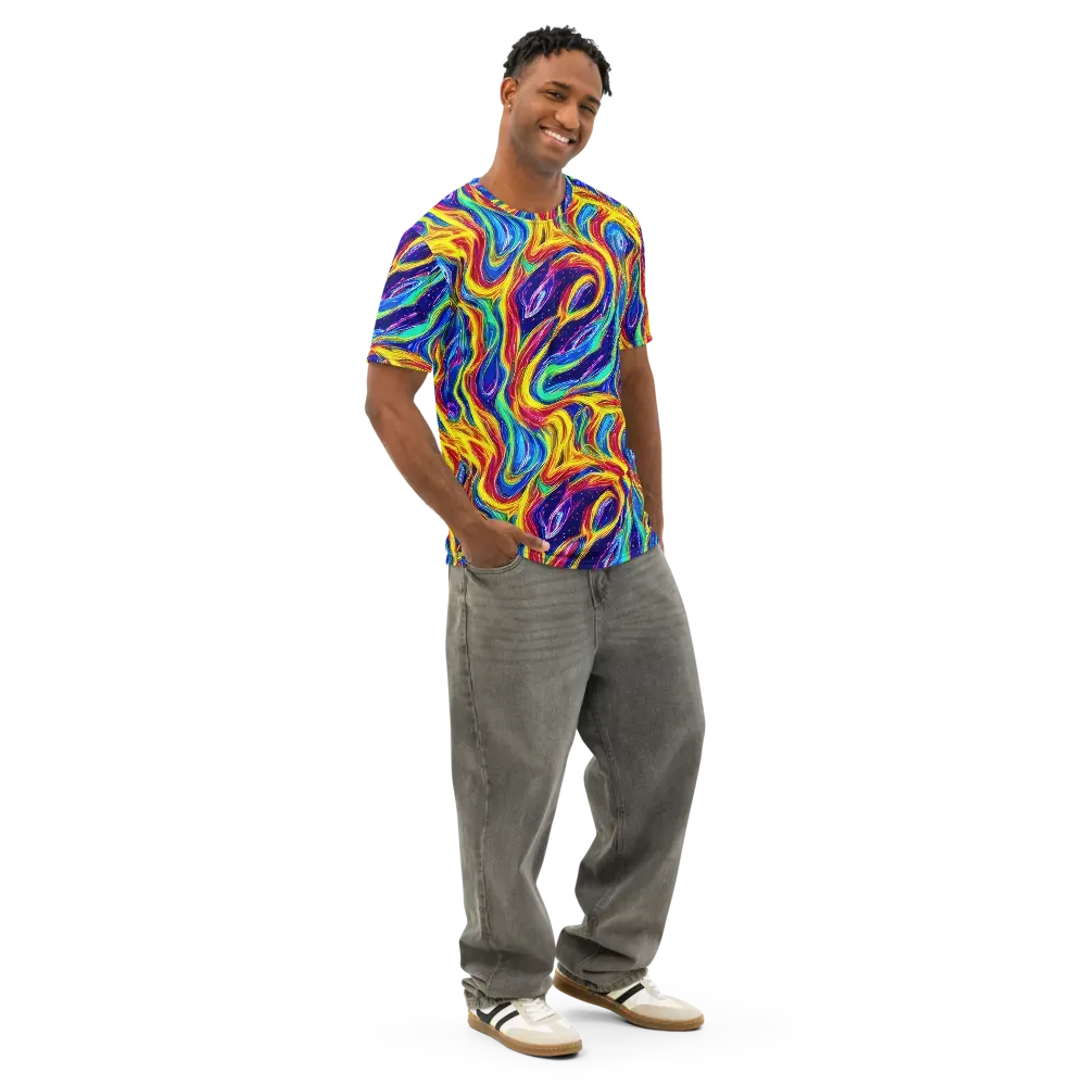 Lemon Comet Garden on Men's Cotton Crew Neck T-Shirt — Right Front