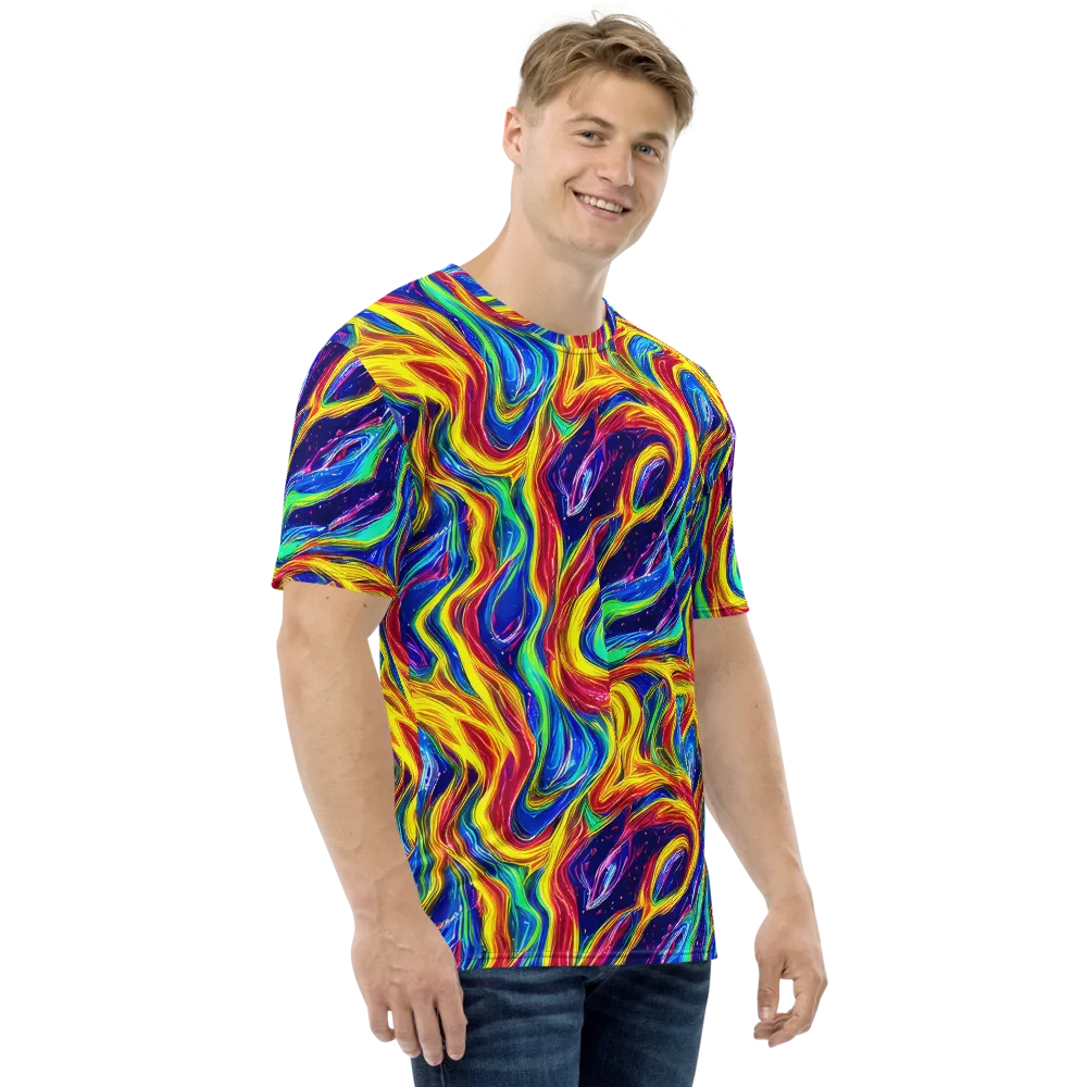 Lemon Comet Garden on Men's Crew Neck T-Shirt — Right