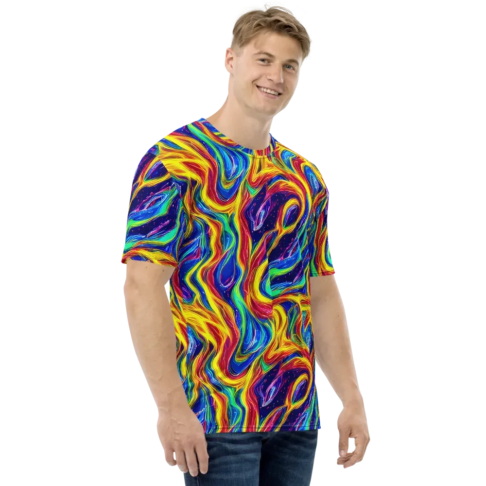 Lemon Comet Garden on Men's Crew Neck T-Shirt — Right