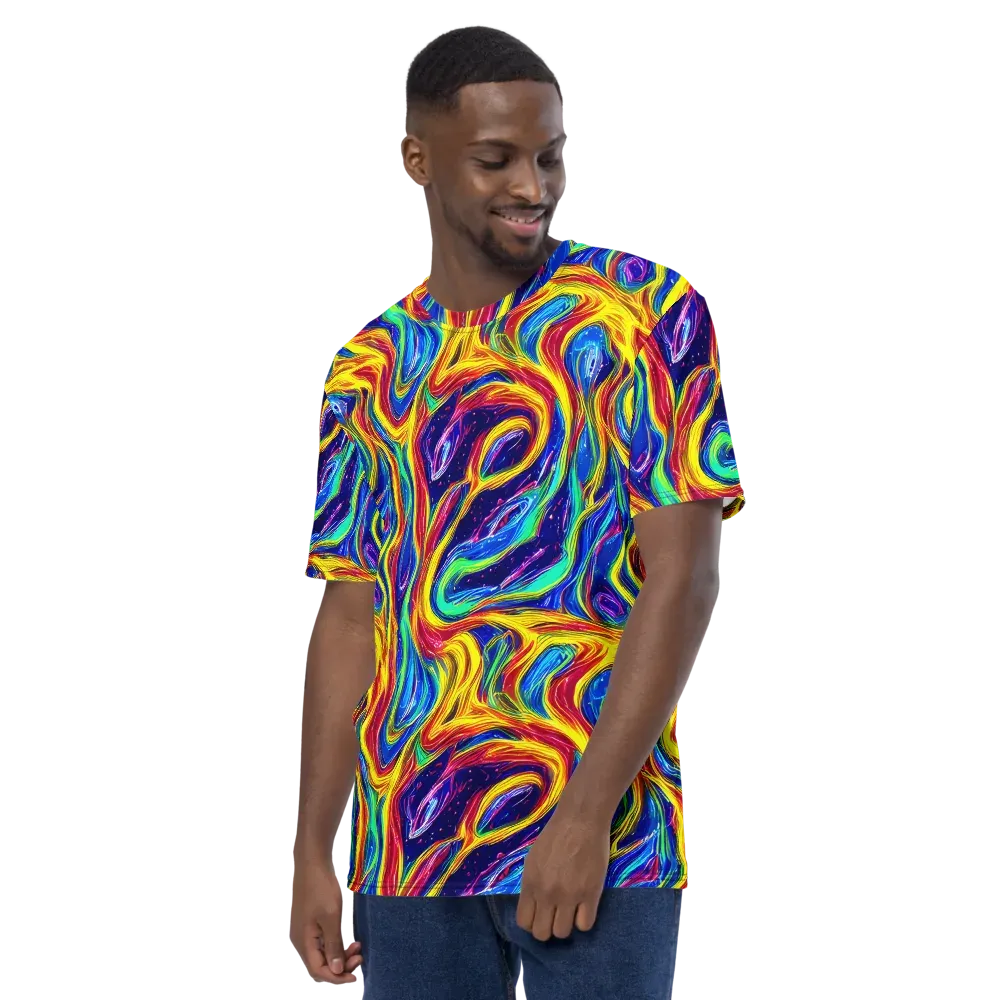 Lemon Comet Garden on Men's Crew Neck T-Shirt — Left