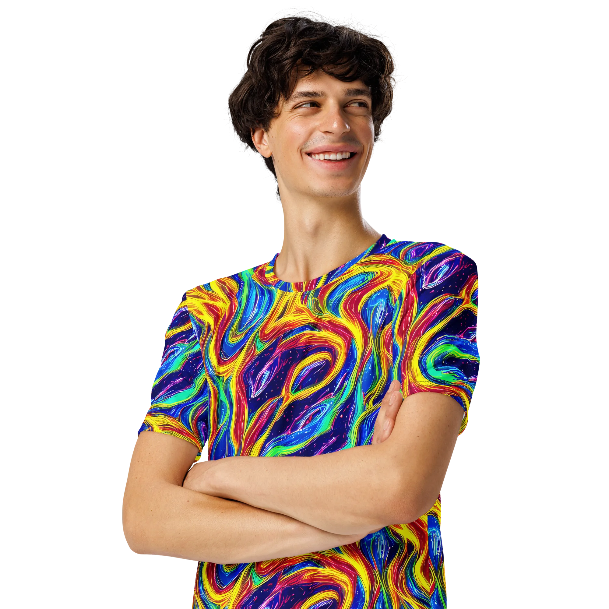 Lemon Comet Garden on Men's Crew Neck T-Shirt — Left Front