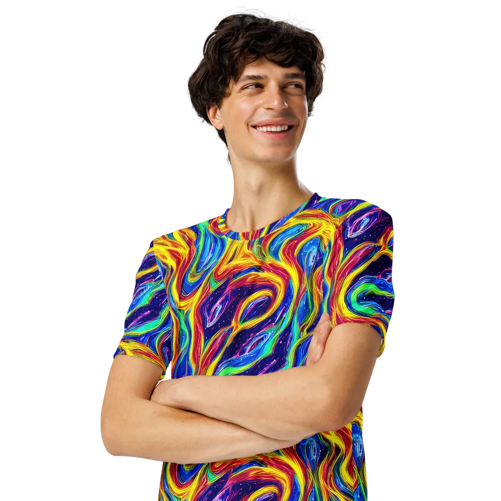Lemon Comet Garden on Men's Crew Neck T-Shirt — Left Front