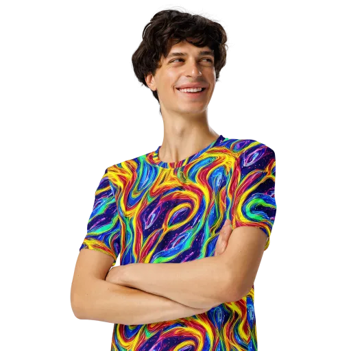 Lemon Comet Garden on a Men's Crew Neck T-Shirt