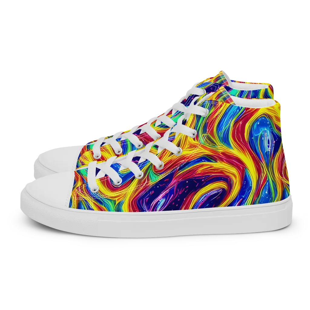 Lemon Comet Garden on Men's High Top Canvas Shoes — Left
