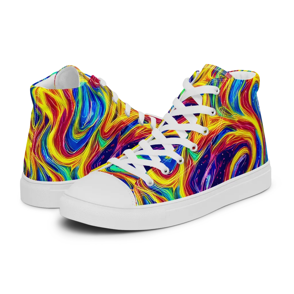 Lemon Comet Garden on Men's High Top Canvas Shoes — Left