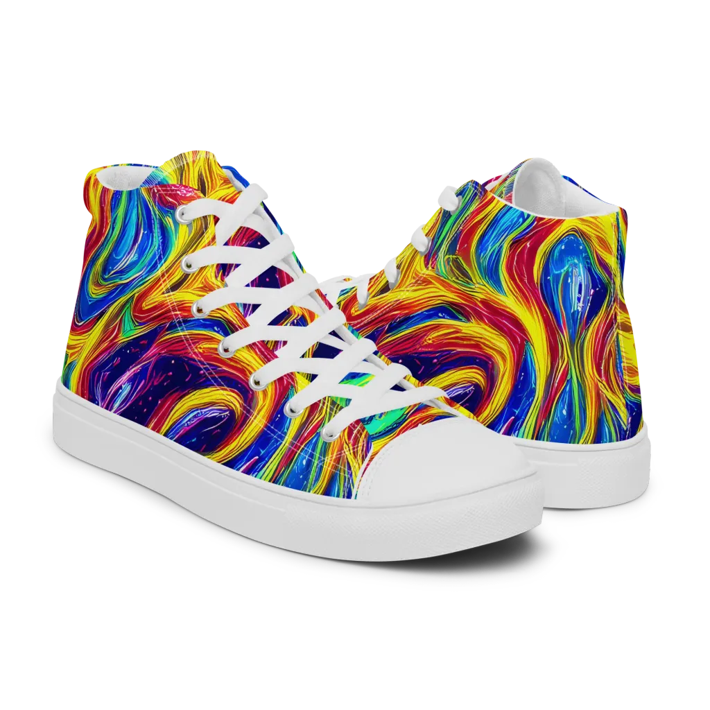 Lemon Comet Garden on Men's High Top Canvas Shoes — Right