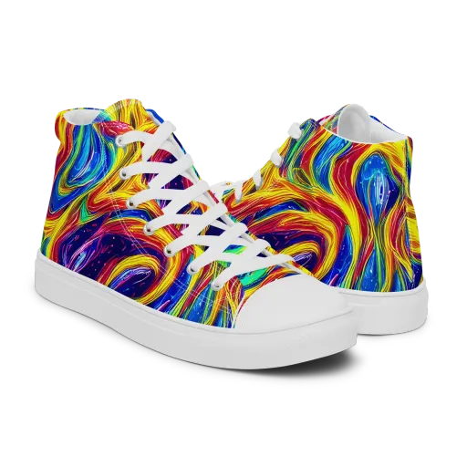 Lemon Comet Garden on a Men's High Top Canvas Shoes