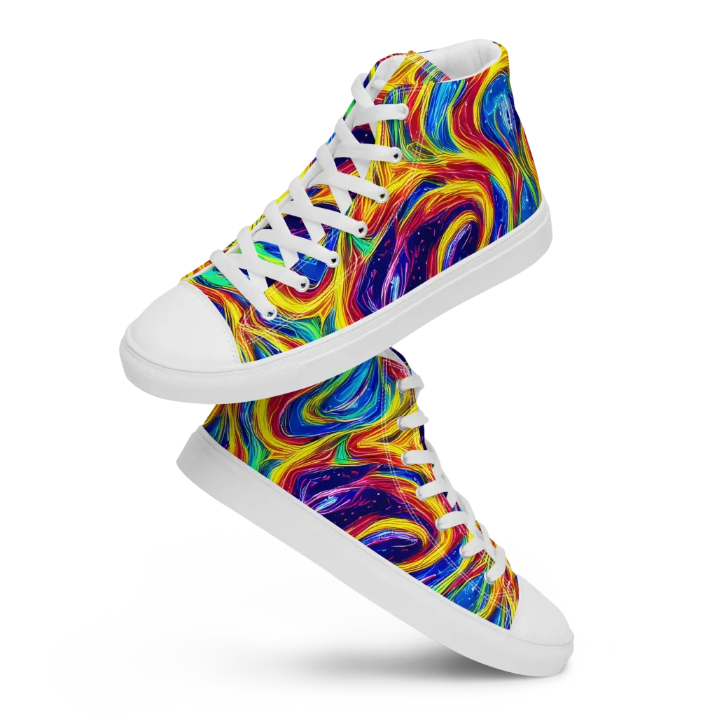 Lemon Comet Garden on Men's High Top Canvas Shoes — Front