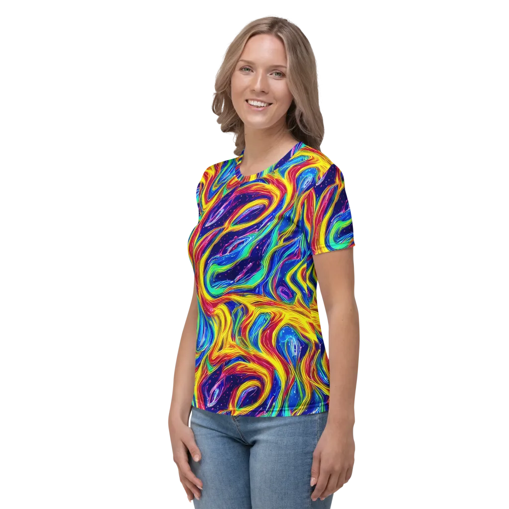 Lemon Comet Garden on Women's Crew Neck T-Shirt — Left