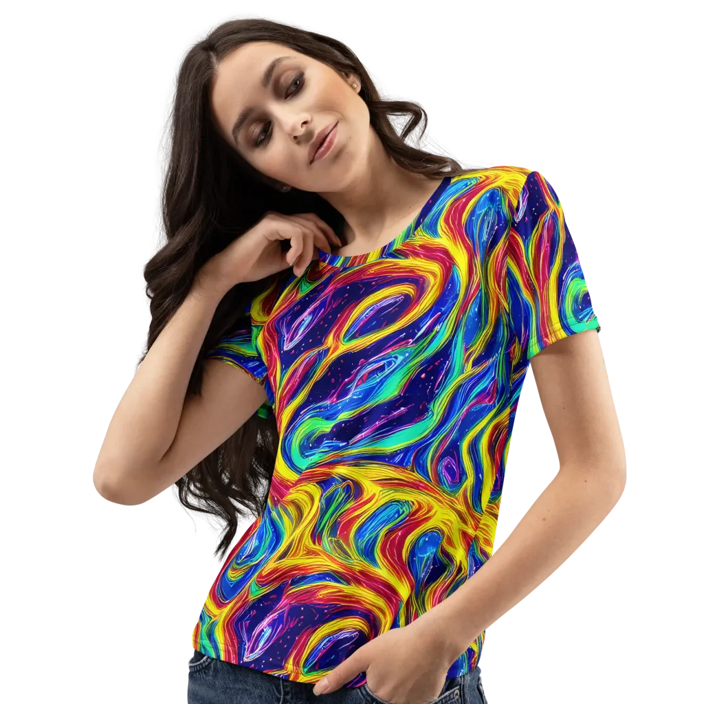 Lemon Comet Garden on Women's Crew Neck T-Shirt — Left Front