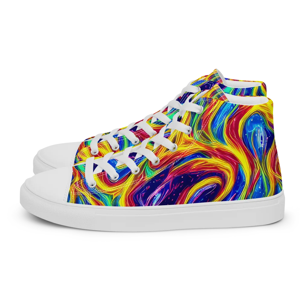 Lemon Comet Garden on Women's High Top Canvas Shoes — Left