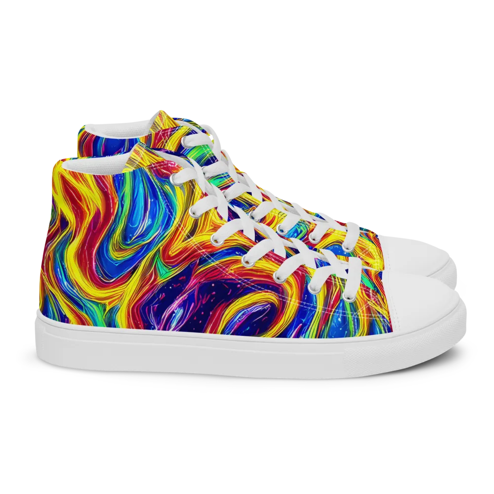 Lemon Comet Garden on Women's High Top Canvas Shoes — Right