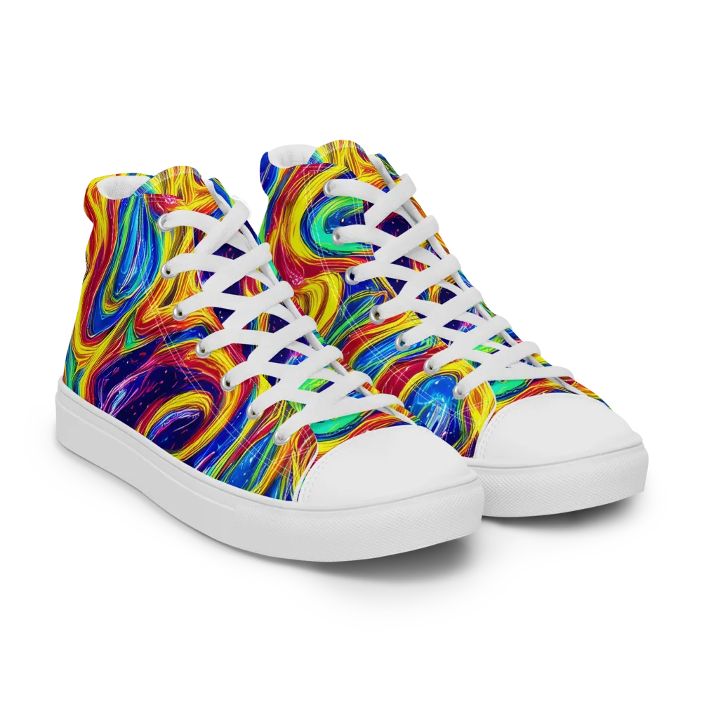 Lemon Comet Garden on Women's High Top Canvas Shoes — Right Front