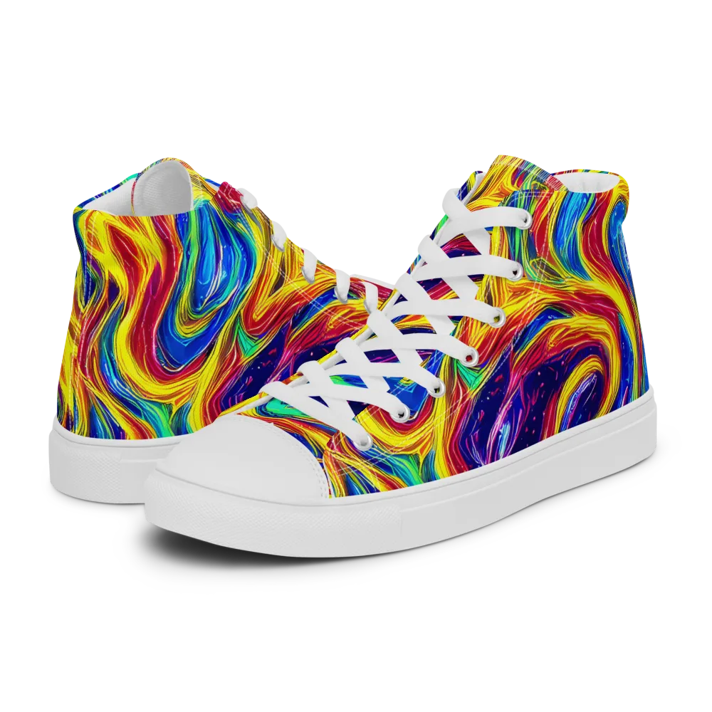 Lemon Comet Garden on Women's High Top Canvas Shoes — Left